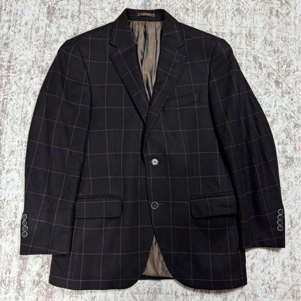Peter Millar Brown Plaid Wool Cashmere Blazer 38S
